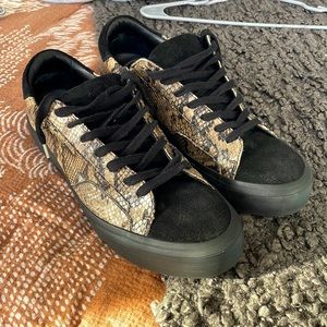 John Varvatos Leather suede snakeskin sneaker